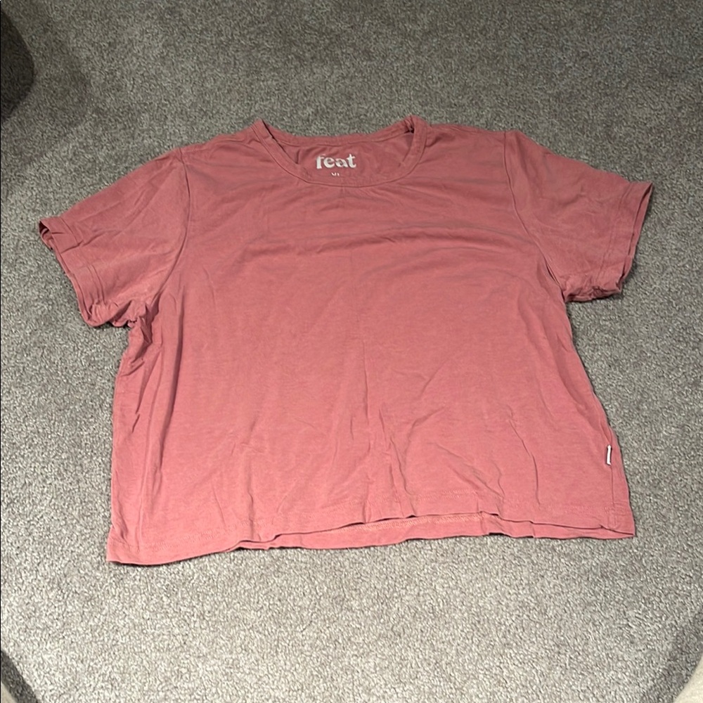 FEAT Red Boxy Relaxed Short Sleeve Tee